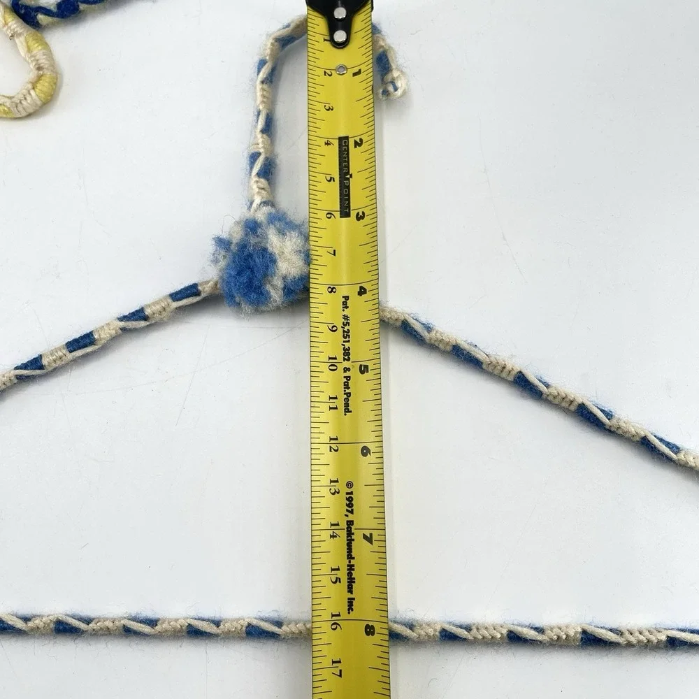 Vtg Crochet Yarn Covered Hangers Pom Pom Sturdy Double Wire Anti Slip Boho (b)